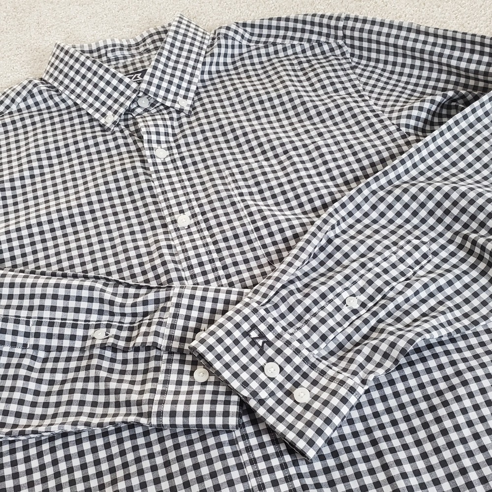 Cutter & Buck Men's Button Up Shirt Size L Black Gingham Long Sleeve